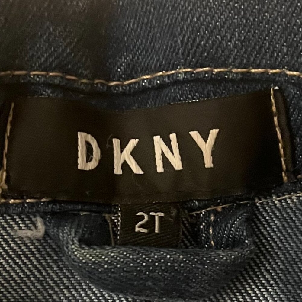 DKNY Toddler 2T Little Girl Dark Blue Jean Denim Jacket Pink Embroidered EUC - Picture 7 of 7